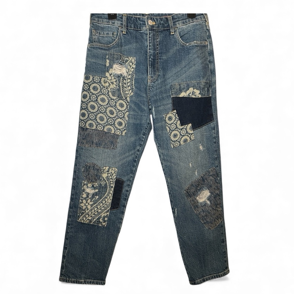 Anthropologie Pilcro Patchwork Boyfriend Jeans Women’s 27 Distressed Denim - Picture 9 of 9